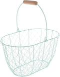 Hobby Lobby Chicken Wire Easter Basket with Wooden Handle, Metal and Wood, 7.5" H x 13" W x 8.25" D (Green)