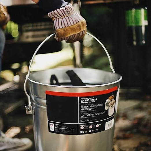 Galvanized Steel Locking Lid Storage Can, 6-Gallon