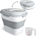 Cereal Rice Storage Containers, 20 to 50Lbs Collapsible Dry Food Dispenser Bins with Airtight Flip Lid Rolling Wheel, Kitchen Pantry to Store Sugar Flour, Dog Pet Cat Food Holder Container