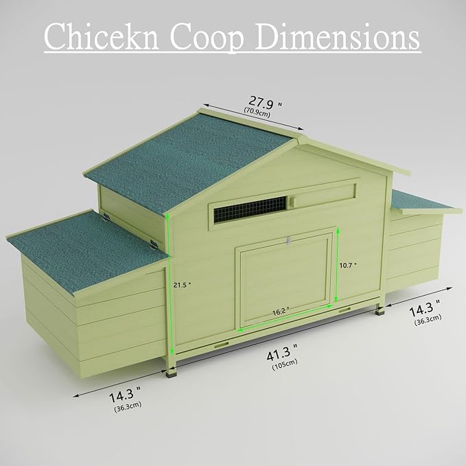 Large Wooden Chicken Coop, Outdoor Hen House Poultry Cage with 4 Nesting Boxes and Leakproof Pull-on Tray, Weatherproof Poultry Cage Rabbit Hutch Duck Cage (67.7" L x 24.5" W x 35" H)