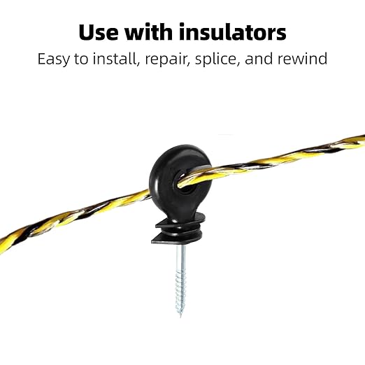 Upgraded Electric Fence Polywire 3366 Feet 1026 Meters, 6 Stainless Steel Strands for Reliable Conductivity and Rust Resistance, Easy to Install,Portable Electric Fencing,Yellow and Black Color
