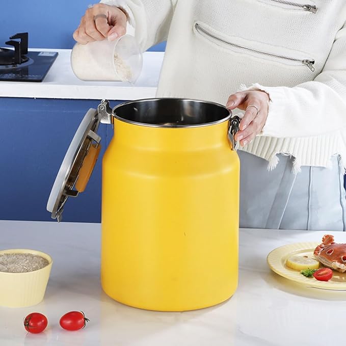UPKOCH Stainless Steel 10l Sealed Rice and Flour Storage Container Airtight Multi-function Food Storage Bin for Household Grain Preservation