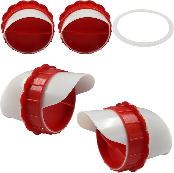 4pcs Chicken Feeder & Water Cups Kit with Hole Saw, Heavy Duty Rainproof & No-Waste DIY Automatic-Feeding Gravity System for Buckets/Troughs
