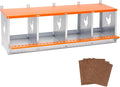 Chicken Nesting Boxes, 4-Bay Metal Nest Box with Vented Galvanized Steel Coop Equipment Wall Mount for Hens Ducks Poultry, Easy Egg Collection & Assembly, Orange (4 Compartment)