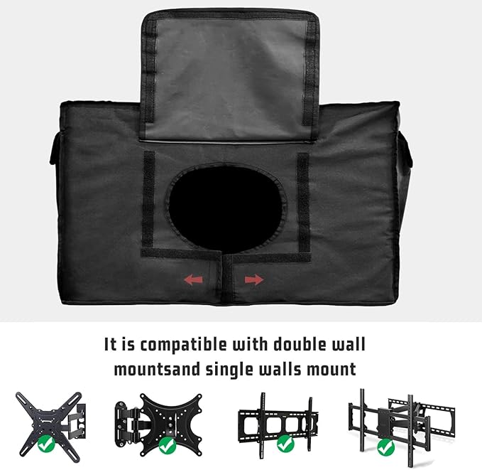 Waterproof Outdoor TV Cover 52 to 55 Inch, Farm Chicken Flower Outside Flat Screen Televisions Weatherproof Cover Size 52"L x 30"H, White Black Plaid TV Protector With Zipper