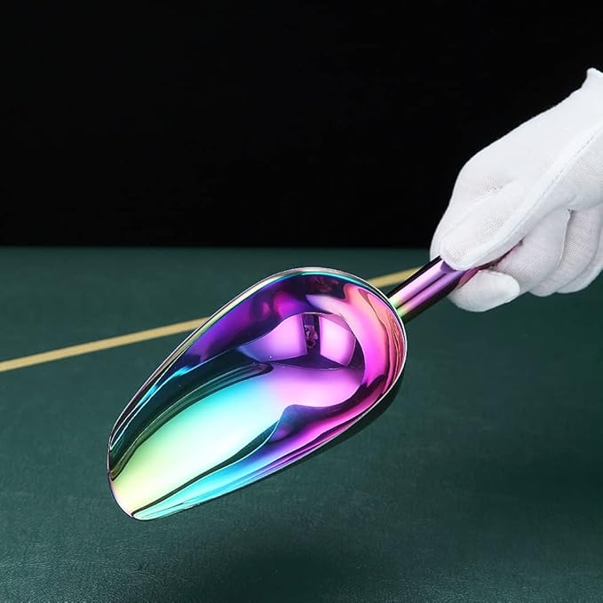 Rainbow Ice Cream Scoop - Premium Stainless Steel for Cookie, Dog Food, Flour, Candy - Dishwasher Safe (8oz/9 Inch)