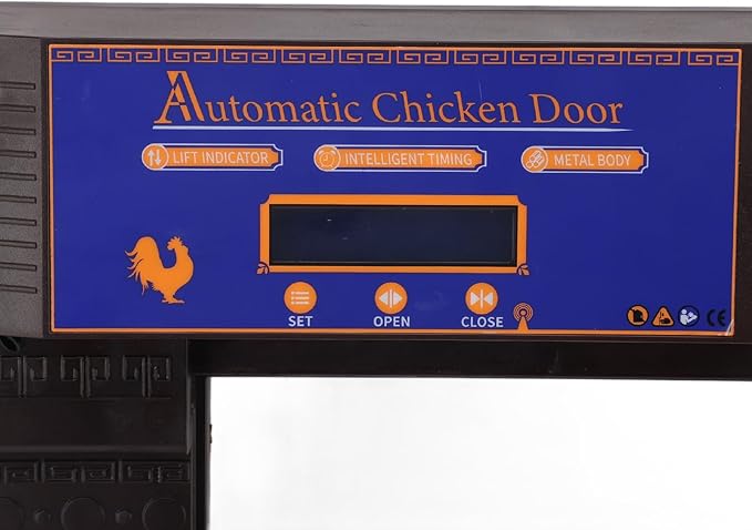 Automatic Chicken Coop Door Opener, Intelligent Double Open Timer LED Display with Solar Battery Power and Anti Pinch Function, for Chickens Ducks Geese Poultry (Dark Brown)