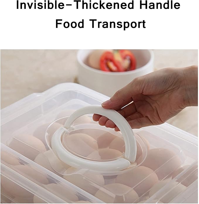Egg Storage Container for Refrigerator, 3-Layer Deviled Egg Tray, Stackable Fridge Egg Organizer with Lid and Handle, Extra Large Holder, 60 Count Eggs Keeper (red 3 layer)