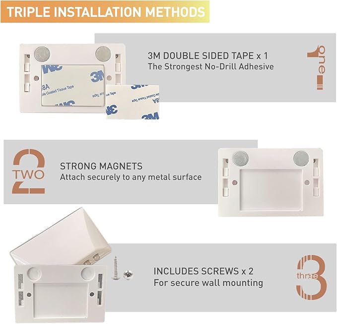 White 2 Pack Motion Sensor Keyhole Light - Automatic on/Off Infrared LED, Suitable for Front Doors, corridors, Stairs in The Dark | 3-Way Installation（Magnetic Suction、Adhesive and Screw）