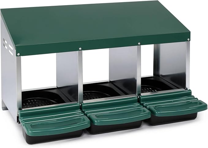 Roll Away Nesting Boxes Chicken, 3 Compartments Laying Box for Hens, Poultry Roosting Box with Swing Perch and Rollout Egg Collection, for Long - Term Backyard Poultry Farm Use (Green)