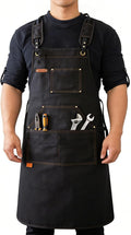 Adjustable Kitchen Apron Set With Pockets, Heavy Duty Cooking Apron for Men and Women, Black/Grey