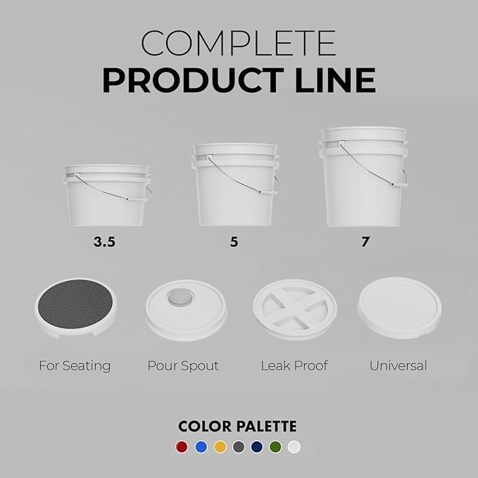 3.5-Gallon White Bucket Pail Container with Lid | Food Grade | Heavy-Duty Extra Durable | Metal Handles with Plastic Grip for Easy Carrying | Multi-Use | Easy Stack and Store | BPA Free