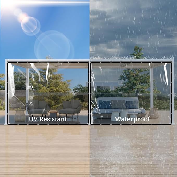 Covers & all Clear Tarp Heavy Duty Waterproof, 20mil Clear Tarp with Grommets, Outdoor Tarp for Patio Covers, Porch Screens, Greenhouses, Chicken Coop (10' H x 20' W Feet), Indoor or Outdoor Use