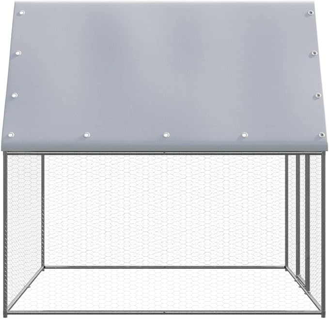 Weatherproof Outdoor Chicken Coop Large Walk-in Enclosure Outdoor Chicken Cage 6.6'x6.6'x6.6' Galvanized Steel for Outdoor Backyard Farm Garden