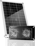 20W Solar Ventilation Fan for Chicken Coops Greenhouses Sheds Pet Houses, Outdoor Dual Fan with Metal Housing, Waterproof Solar Powered Exhaust Fan, Plug and Play