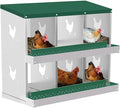 Chicken Nesting Boxes, 6-Compartment Metal Egg Laying Box with Swing Perch and Secure Lid – Versatile Wall Mount or Free Standing Suitable for Various Chicken Breeds - Green