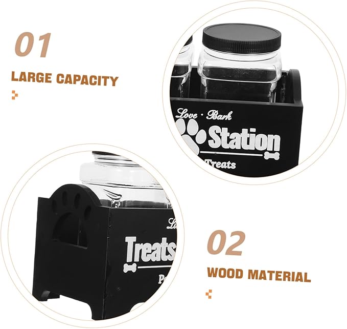 YARNOW 1set Farmhouse Wooden Dog Food Storage Box Airtight Canister Holder for Pet Treats and Snacks Capacity Organized Design for Easy Access for Multiple Pets