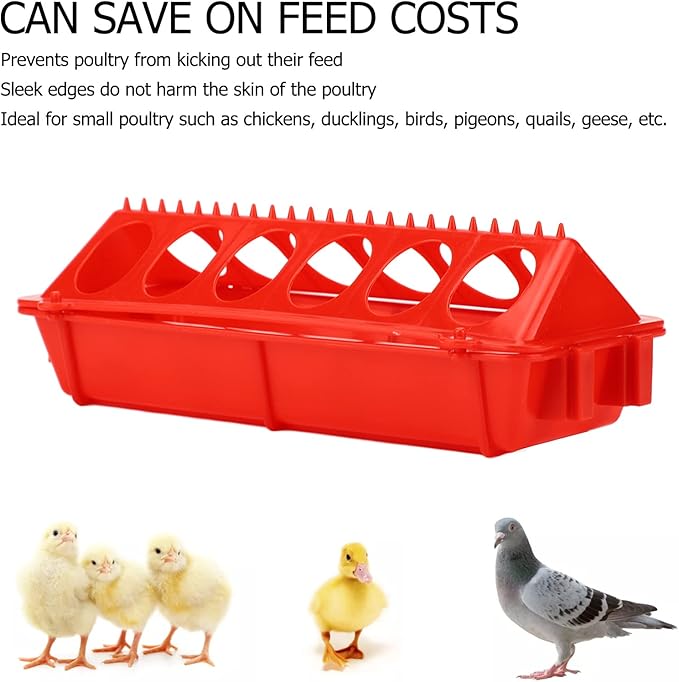 Automatic Poultry Feeder, 12 Holes, Mess Proof, Hygienic Design, Easy Refill and Cleaning, for Chickens, Ducks, Pigeons, Waste Reduction