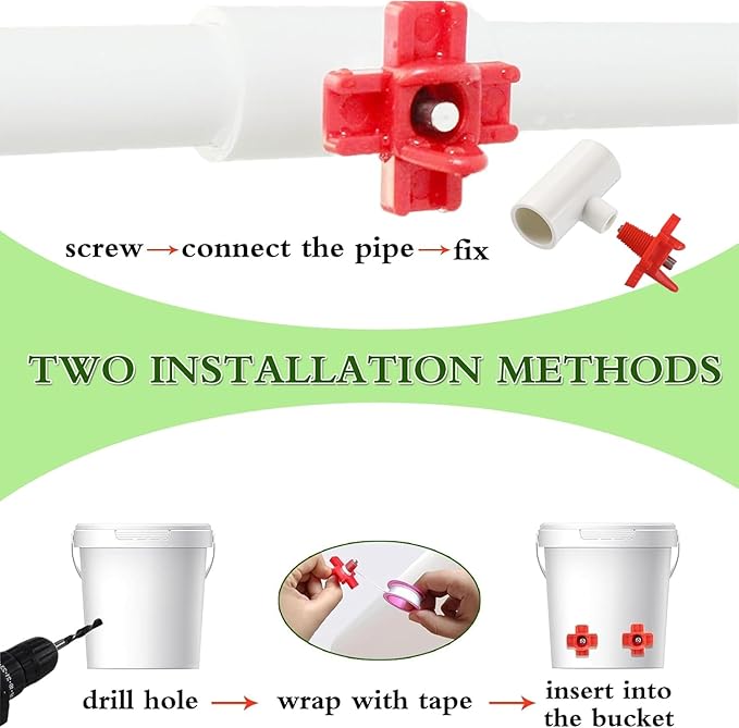 15-Pack Horizontal Chicken Nipples Waterer with 1/2" PVC Tee Fittings, Automatic Poultry Waterer Kit for DIY Chicken Duck Quail Watering System, Side Mount Drinker