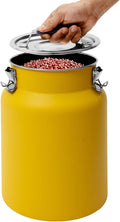 Sealed Rice Storage Container, 12L/3gal Stainless Steel Kitchen Food Storage Bin with Lids Locking Clamp, Airtight Canisters Container for Flour Rice Cereal Grain Coffee Bean (Yellow)