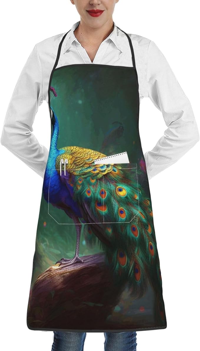 Cute Colorful Dog Paw Printed Unisex Bib Aprons BBQ Cooking Kitchen Aprons for Women Men Chef