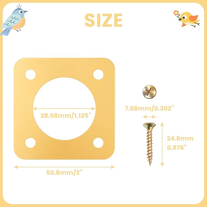 AQKILO Birdhouse Predator Guard, Helping Reduce Nest Destruction and Enhance Safety for Bird Chicks, 4 Pack, 1 1/8" (1.125in)