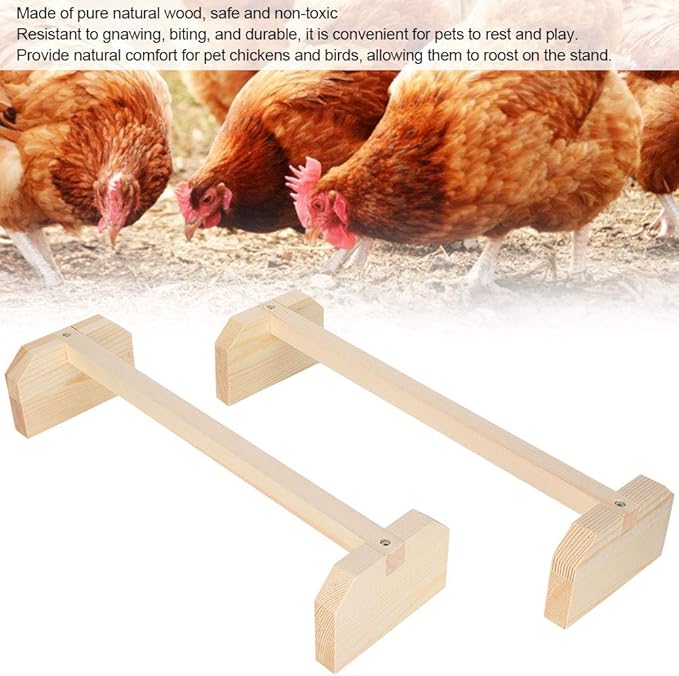 Chicken Roosting Bar, Prevent Rotation Design Solid Wooden Thicken Rooster Perch for Coop Brooder Chickens Parrots Large Birds