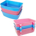 6 Pack Hanging Feeder,Food and Water Container, Bath Water Bowl Universal for Birds Hamsters Mice Rats Rabbit Guinea Pig Small Pets (Pink, Blue)