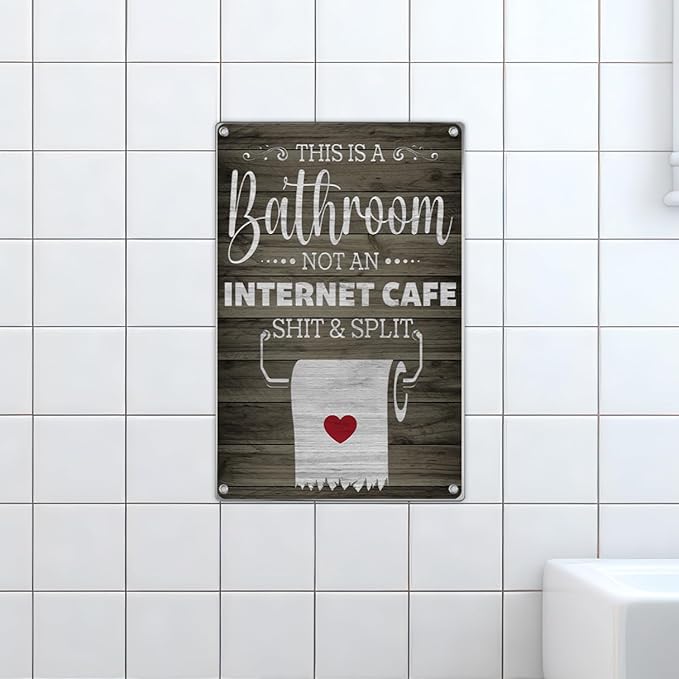 Funny Bathroom Quotes Metal Sign This Is A Not An Internet Cafe Wall Decor With Toilet Paper Illustration For Restroom Decoration 8 x 12 Inch Home Vintage Aluminum Outdoor
