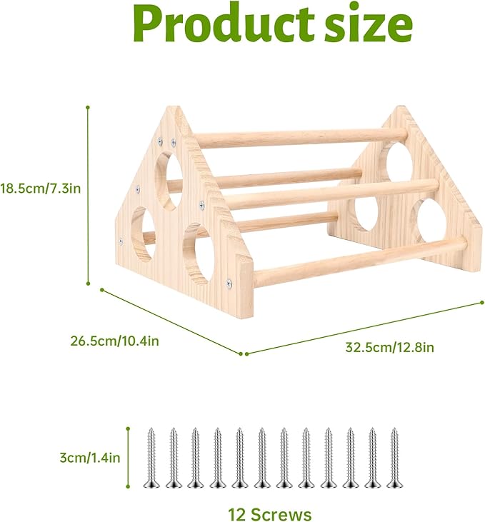 Wooden Chick Roosts Chick Perch, Non-Rotating Chicken Roosting Bar, Solid Fir Wood Splinter-Free Brooder Perch Stand for Chicks, Chicken Coop Jungle Gym Training Toy