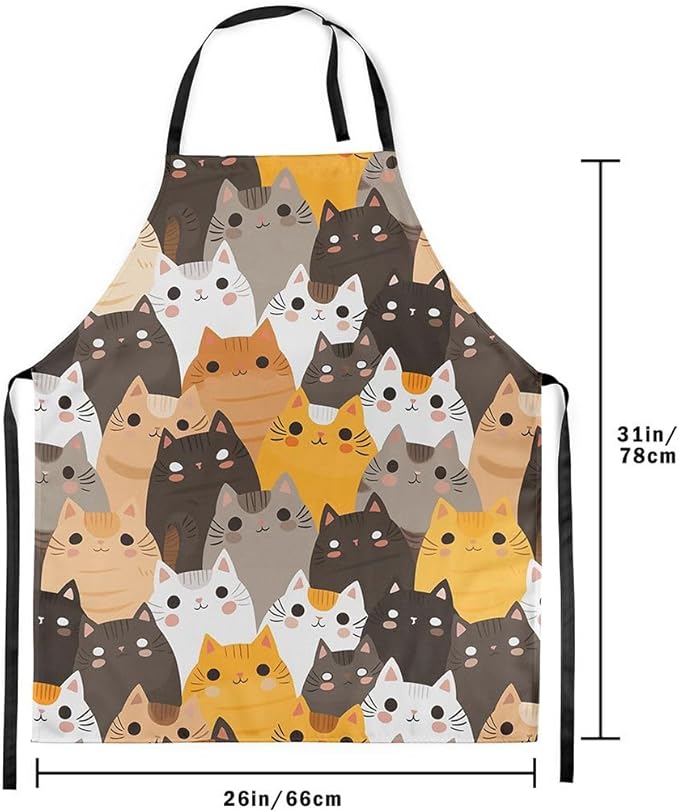 jejeloiu Cartoon Cats Apron for Women Men 26"x31"