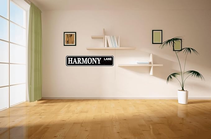 Harmony Lane Vintage Metal Sign - Rustic Street Name Decor, 16" x 4" Farmhouse Wall Art