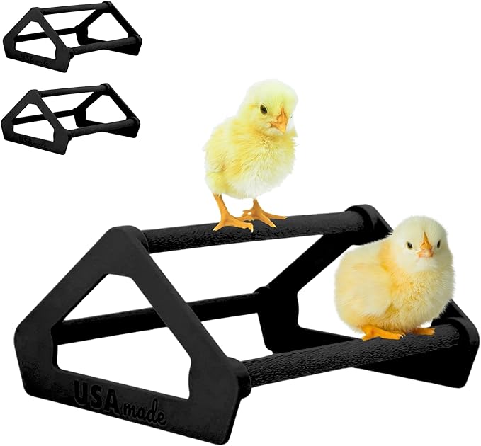 Roosting Perch for Baby Chickens, Chick Brooder Coop Training Toy Accessory, Easy Click Together Assembly, Durable Plastic, Mix and Match Colors, USA Made (Black, 3 Pack)