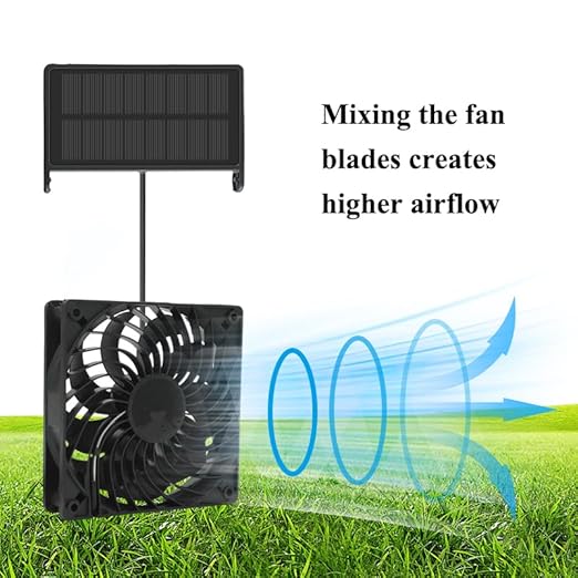 12V DC 1.8W Solar Charging 4.72-inch Fan Provides Exhaust Ventilation and Cooling for The pet House