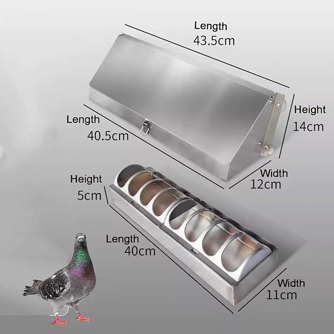 Stainless Steel Automatic Chicken Feeder, with Lockable Lid No Spill Poultry Feeder, No Waste Automatic Feeder Trough for Fowl Pheasant Outdoor