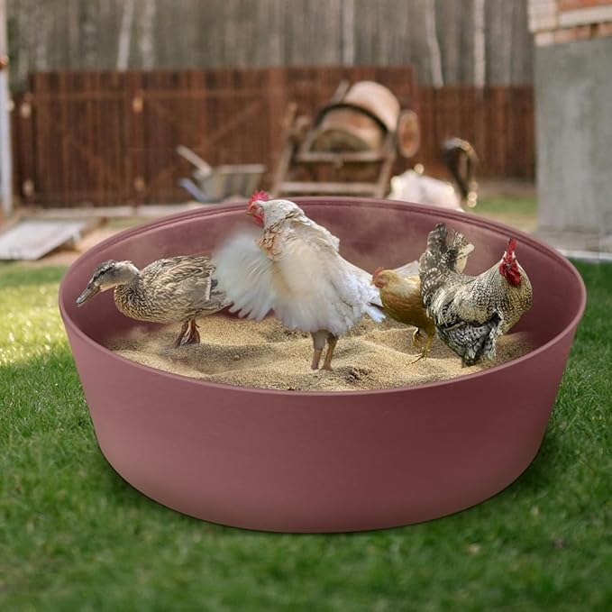 Chicken Dust Bath Tub, Adjustable 25'' Chicken Dust Bath Contain Bottomless Design, Dust Bath for Chickens, Ducks, Turkeys, Quails for Farms, Chicken Coops (Brown)