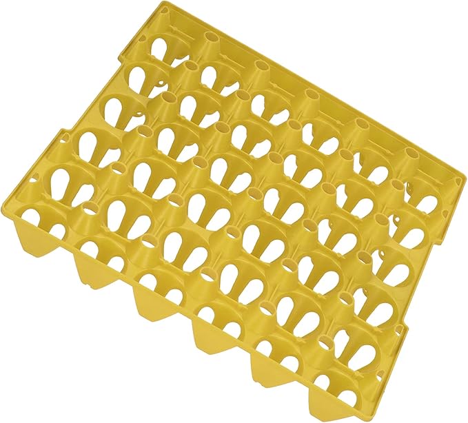 Alomejor Egg Flats Portable 30 Cell Egg Crates Holder Tray for Storage Home Farm Supplies, Reusable Stackable Holder for Chicken Eggs, Plastic, 28.7x28.3cm (Yellow)