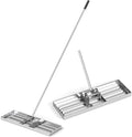 Goplus Lawn Leveling Rake, 30" x 10" Heavy Duty Level Lawn Tool w/ Ergonomic Handle for Soil, Effort-Saving Landscape Rake for Garden, Backyard, Golf Course, Farm, Pasture, Silver