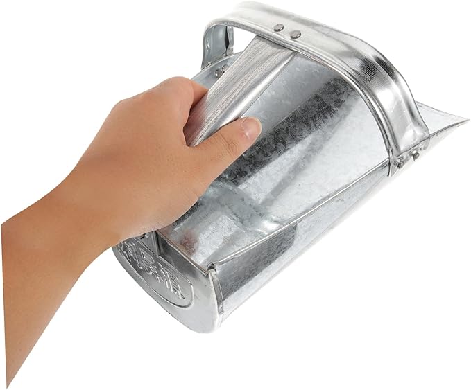 HEMOTON Stainless Steel Livestock Feed Scoop for Poultry Thickened Metal Food Shovel for Farm and Garden Use Ergonomic Handle and Large Capacity Feeding Tool