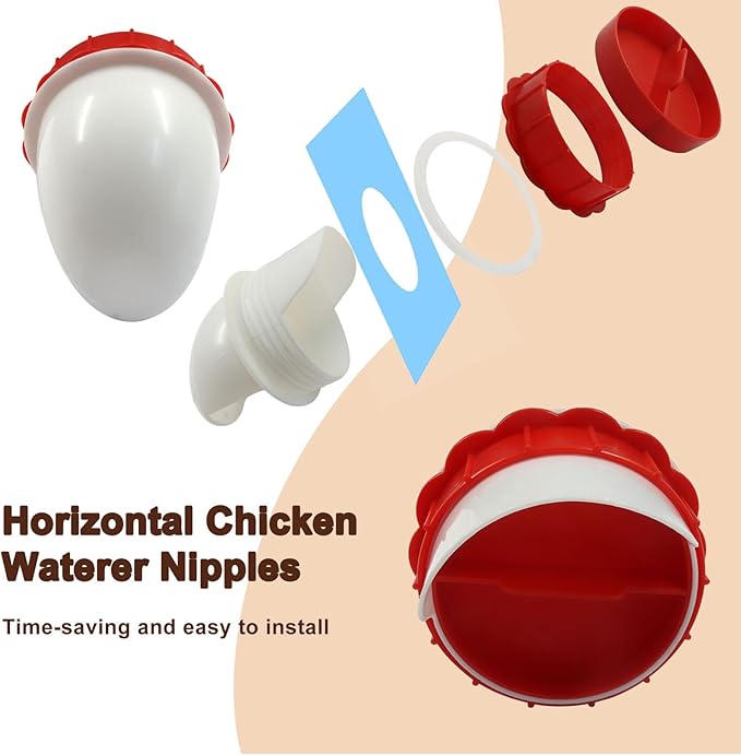 6pcs Chicken Feeder Kit with Hole Saw, Heavy Duty Rainproof & No-Waste DIY Automatic-Feeding Gravity System for Buckets/Troughs