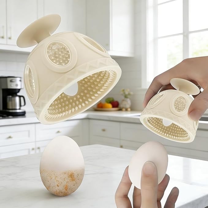 Layver Egg Brush Cleaner, Egg Cleaner Scrubber for Fresh Eggs, Silicone Egg Washer, Multipurpose Washing Egg Tool for Fruits and Vegetables (Yellow)