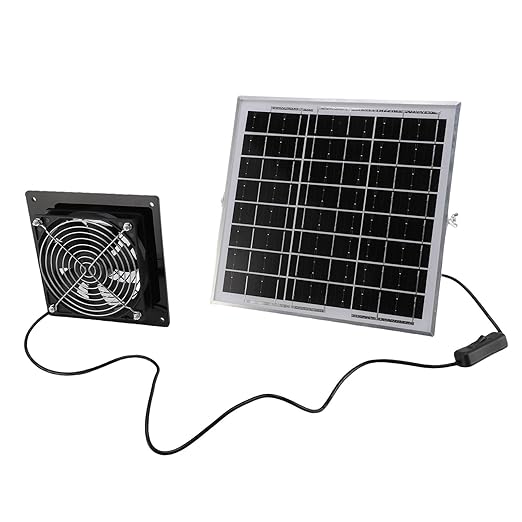 8W Solar Powered Exhaust Fan, IP67 High Speed Ventilation Fan with 8W Solar Panel, for Chicken Coop Greenhouse Shed Pet House Window Ventilation