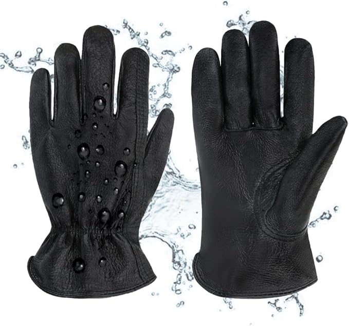 Men's Water Resistant Cowhide Leather Work Gloves for Construction,Gardening Gloves,Waterproof Mechanic Gloves