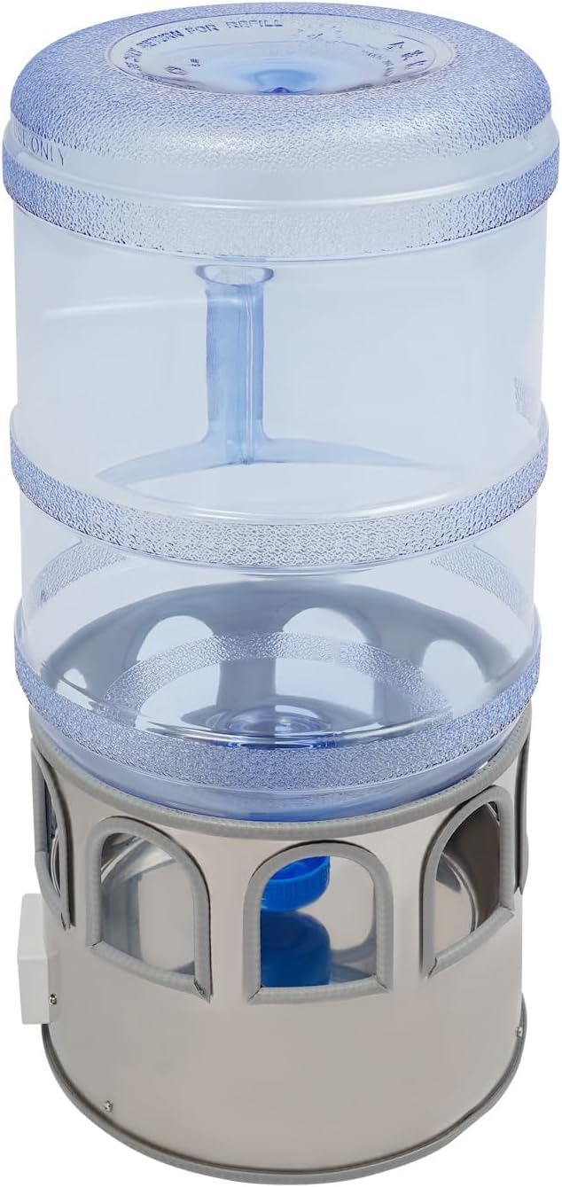5 Gal/80W Automatic Chicken Water Heater with Adjustable Thermostat 32-122°F,Stainless Steel Poultry Waterer for Winter, Heated Chicken Waterer for Chickens, Ducks, 9 Drinking Windows