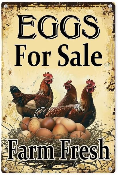 Fresh Eggs for Sale Aluminium Sign 5in×8in, Sturdy Aluminum Metal Signs Rust Free, Eggs for Sale Sign - Farm Fresh/We Sell Eggs Sign Outdoor Yard