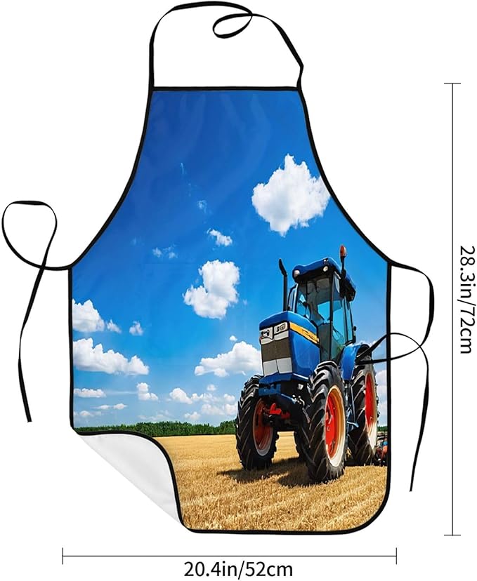 Premium Soft Water-Resistant Apron For Cooking, Gardening, Bbq, Fantasy Farm Tractor Aprons For Men Women, Unisex Adjustable Waist Work Bib Chef Apron For Kitchen, Cafe, With Pocket