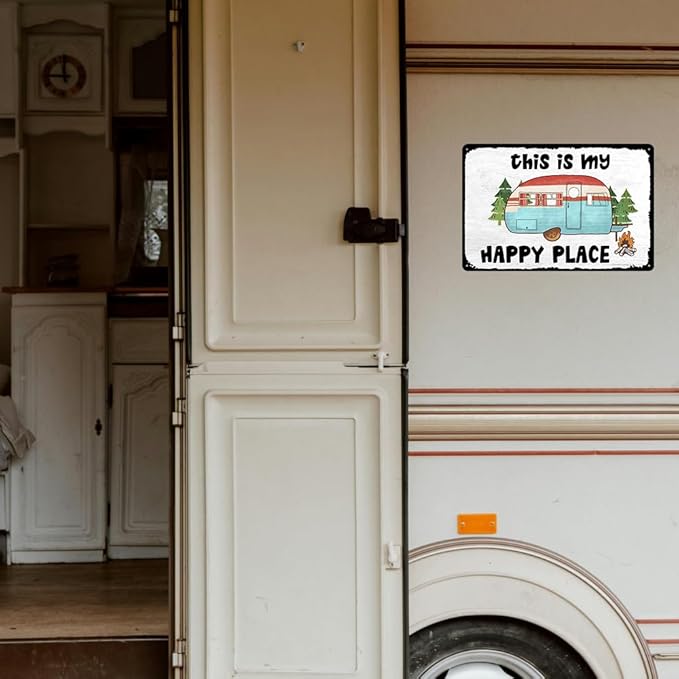 Happy Camper Decor Rv Signs For Campers Camping Metal Signs This Is My Happy Place Sign Camper Decorations For Inside Campers Gifts Campsite Decorations