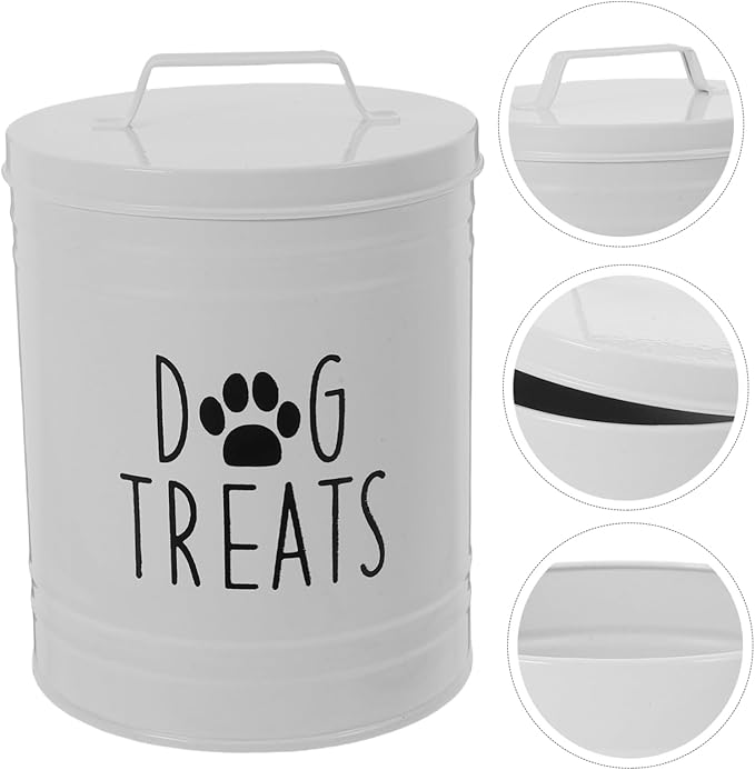 ABOOFAN 1piece Metal Dog Food Storage Container Airtight Lid Compact Design for Dog Treats and Supplies Safe Convenient Home Organizer