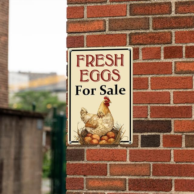 Farm Fresh Eggs For Sale Aluminium Sign 8in×12in, Sturdy Aluminum Metal Signs Rust Free, Fresh Chicken Eggs For Sale Yard Sign, Egg Sign With Stakes