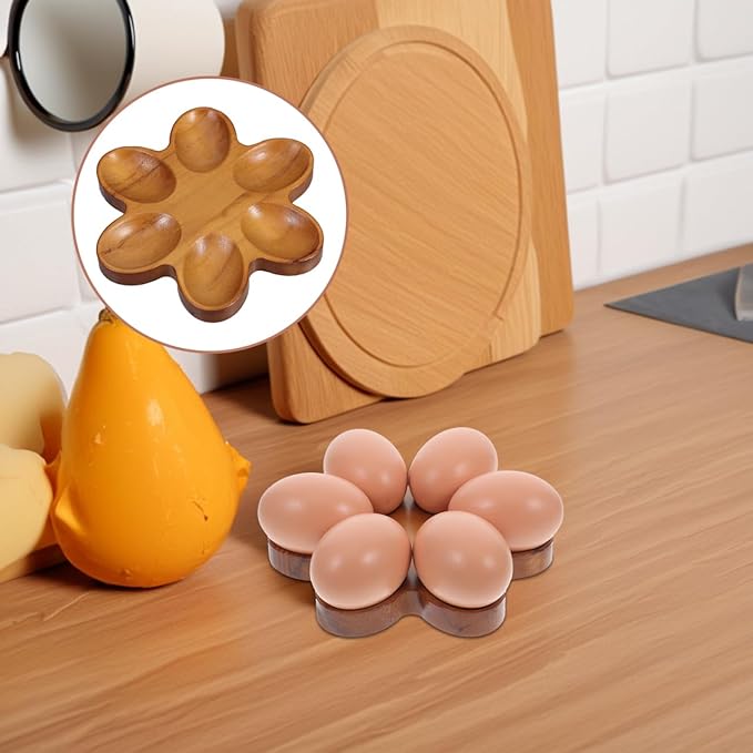 VOSAREA Wooden Egg Tray Wood Deviled Egg Platter Wood Serving Dish Platter for Kitchen Storage Elegant for Countertop and Fridge Use